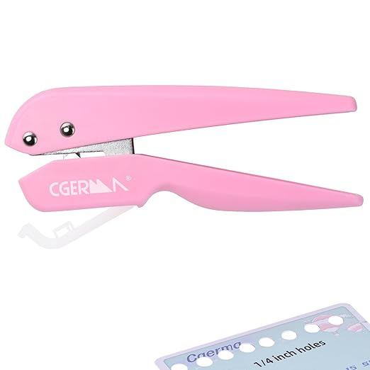 Single Hole Punch, 1/4" Hole Punches, 50% Labor Savings, Paper Hole Puncher, 15 Sheet Capacity, for Paper Cards Plastic Cardboard, Lightweight, Pink