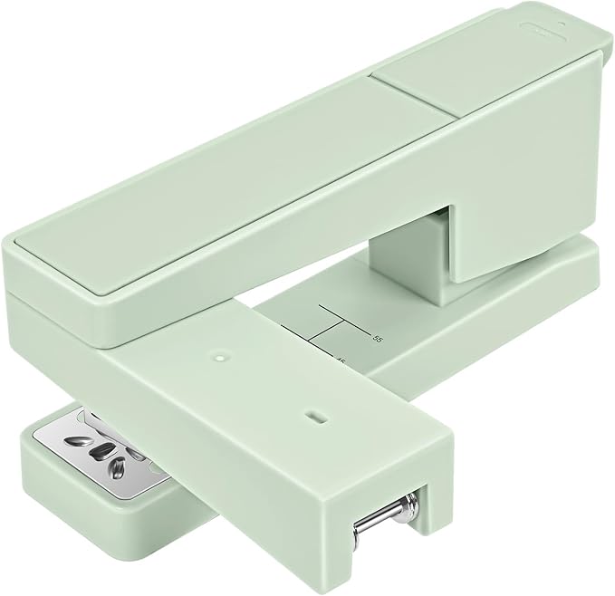 Swing-Arm Swivel Stapler - 20 Sheets Capacity, 360 Degree Rotate Desk Stapler with 100 Staples - Non-Slip Office Stapler, Green