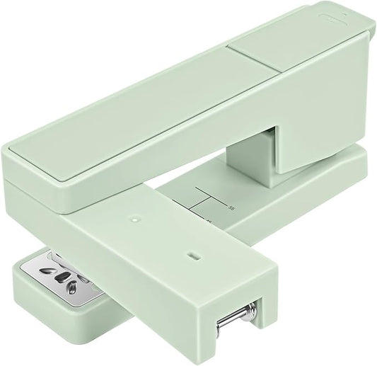 Swing-Arm Swivel Stapler - 20 Sheets Capacity, 360 Degree Rotate Desk Stapler with 100 Staples - Non-Slip Office Stapler, Green