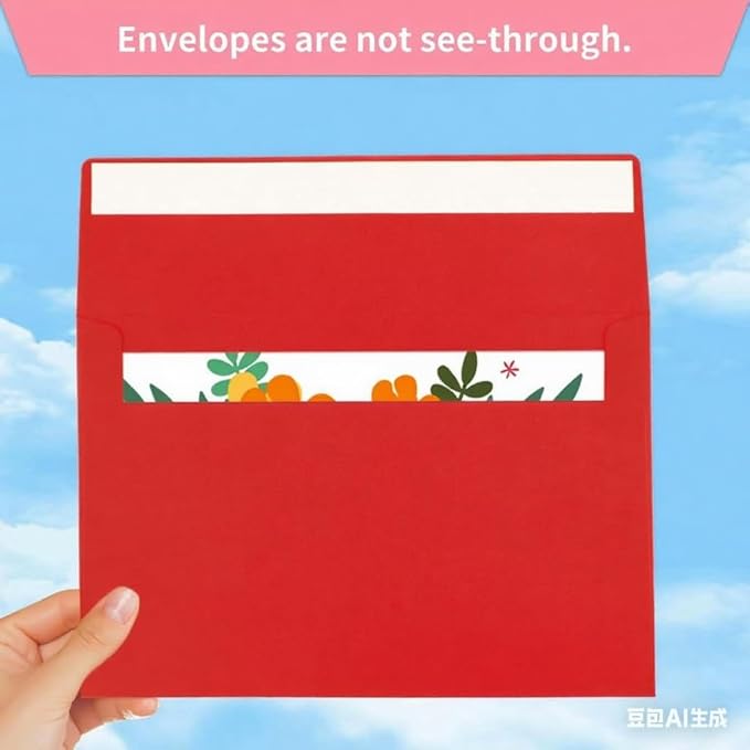 A7 Red Envelopes, 50 Packs 5x7 Self Seal for Invitations, Greeting Cards, Mailings, Printable Invite, Wedding, Party, Photos, Postcards, Standard Letter Size 5" x 7"