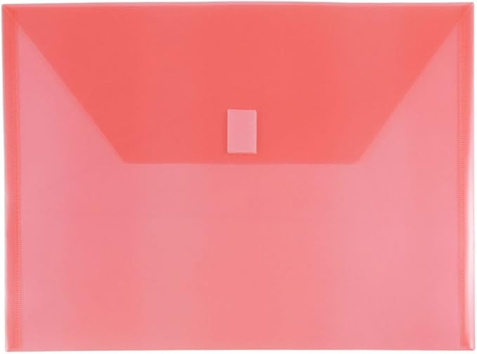 JAM PAPER Plastic Envelopes with Hook & Loop Closure - Letter Booklet - 9 3/4 x 13 - Red - 12/Pack