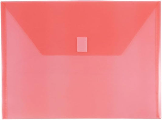 JAM PAPER Plastic Envelopes with Hook & Loop Closure - Letter Booklet - 9 3/4 x 13 - Red - 12/Pack