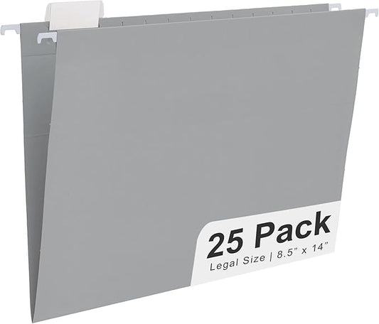 Y YOMA Legal Size - 25 Pack Colored Hanging File Folders Decorative Hanging Folder Cute Pretty File Folder for Filing Cabinet Office Home with 1/5-Cut Adjustable Tabs, Morandi Blue
