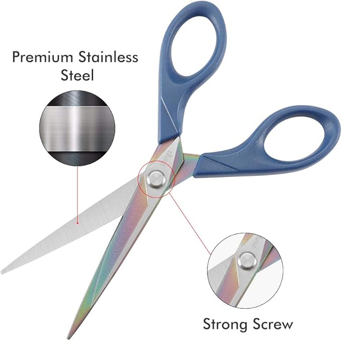 LIVINGO Scissors 7 Inch All Purpose Titanium Scissors Bulk 2 Pack, Left/Right Handed, Forged Stainless Steel Sharp Blade Shears Multipurpose for Home Offce School Student Sewing Fabric Craft Supplies