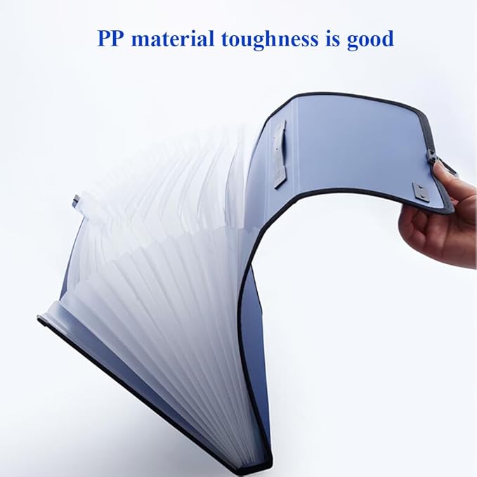 M&G Expanding File Folder 12 Pockets Accordion File Organizer with Labels, Portable Document Receipt Organizer for A4 Letter Size Paper, Waterproof Folder for Bussiness School Office Supplies (Blue)