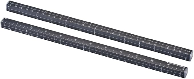 MeasureMate Learning Ruler, Four-Sided Math Tool for Students, Teaching Number Lines, Fraction Line, with Metric and Imperial, Black, 2-Pack