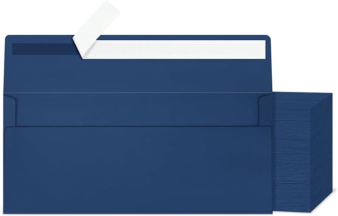 Mulbozy 200 Pcs #10 Business Envelopes, Self Seal Standard Envelopes, Windowless Business Mailing Envelopes for Office Checks Letters Invoices Statements Wedding, Size 4-1/8 x 9-1/2 inch (Navy Blue)