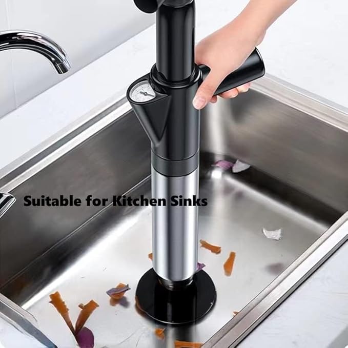 Toilet Plunger High Pressure Air Drain Blaster Gun Drain Clog Remover Tools Air Plunger Heavy Duty Drain Powerful Plungers for Toilet Unclog Toilet, Floor Drain, Bathroom（Black）