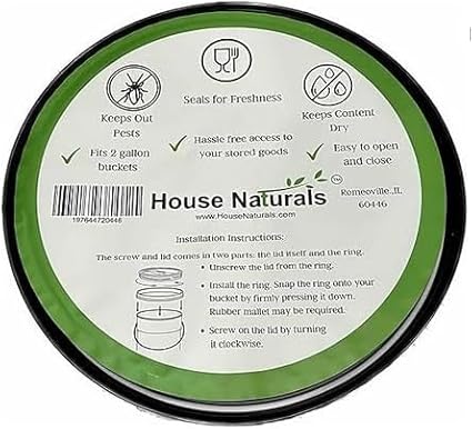House Naturals 2 Gallon White Bucket with Screw on Lid - Pack of 3 Made in USA contrainers (White Buckets with Aqua Lids)