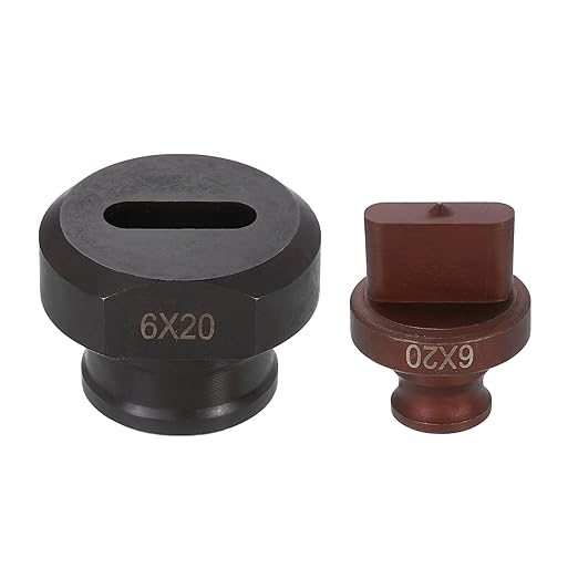 HARFINGTON Hydraulic Hole Punch Die 6x20mm Oval Hole 40Cr Steel Electric Punching Kit for MHP-20 JP-20 Electric Punching Machine, Burgundy & Black