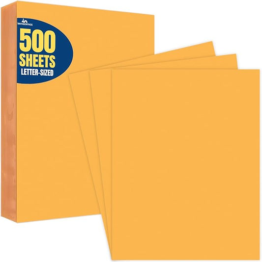 1InTheOffice Colored Copy Paper, Printer Paper, 20 lbs., 8.5" x 11", Goldenrod Pastel, 500 Pack