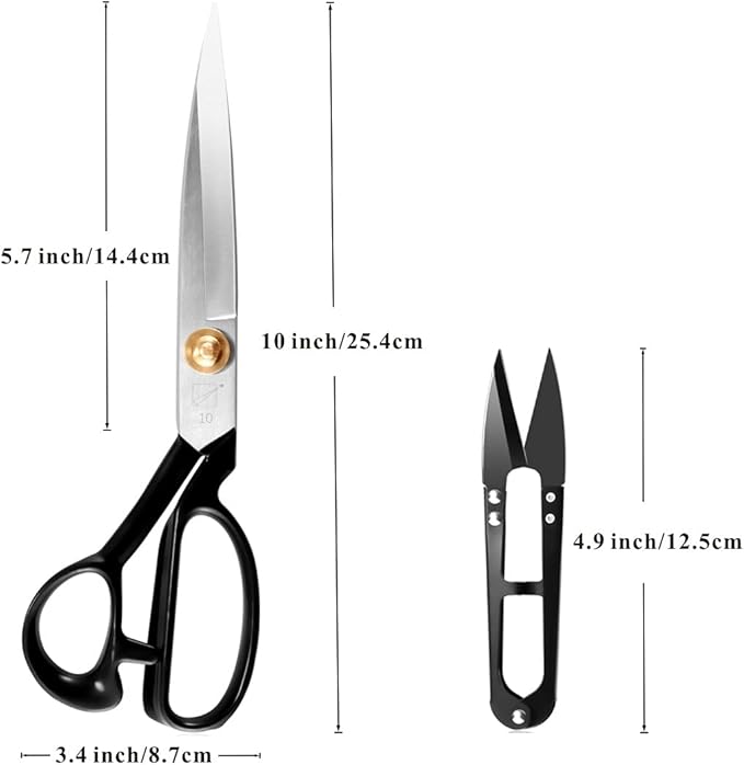 Sewing Scissors - Fabric Scissors 10 inch-Tailor's Dressmaking Shears Heavy Duty for Fabric, Leather Cutting, Sewing, Dressmaking, Tailoring, Altering (Right-Handed,10 inch White)