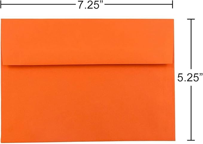 JAM PAPER A7 Colored Invitation Envelopes - 5 1/4 x 7 1/4 - Orange Recycled - 50/Pack