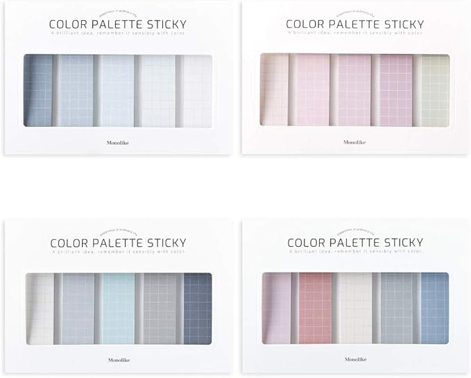 Monolike Color Palette Sticky Grid 500 D Set 4p - Self-Adhesive Memo Pad 30 Sheets