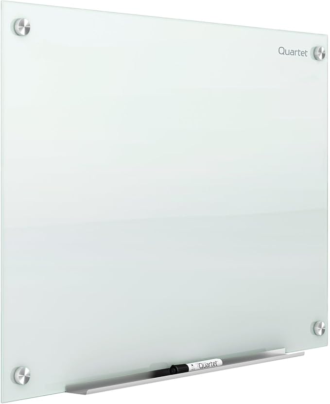 Quartet Magnetic Glass Dry Erase White Board, 48''W x 36''H Whiteboard, Infinity Frameless Mounting, White Surface (G4836W)