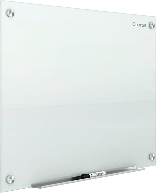 Quartet Magnetic Glass Dry Erase White Board, 48''W x 36''H Whiteboard, Infinity Frameless Mounting, White Surface (G4836W)