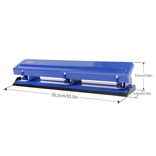 Eagle 3 Hole Punch, Desktop Heavy Duty Paper Puncher,12 Sheet Punching Capacity, All-Metal Construction(Blue)