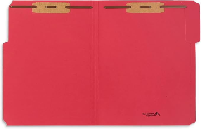 50 Red Fastener File Folders - 1/3 Cut Reinforced Tab - Durable 2 Prongs Bonded Fastener Designed to Organize Standard Medical Files, Law Client Files, Office Reports - Letter Size, Red, 50 Pack