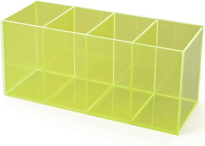 Pen Holder for Desk Neon Acrylic Pencil Holder Cup Makeup Brush Storage Organizer for Vanity, Neon Green