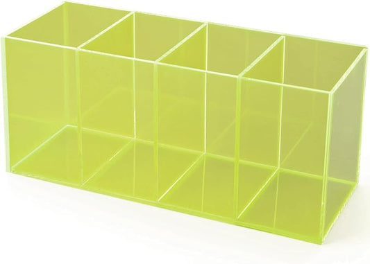 Pen Holder for Desk Neon Acrylic Pencil Holder Cup Makeup Brush Storage Organizer for Vanity, Neon Green