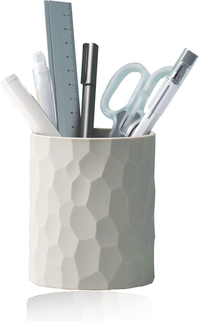 Pen Holder,Nordic Style Silicone Waterproof Pencil Holder for Desk Simple&Modern Minimalist Makeup Organizer Multifunctional Office Supplies for Home,Kids and School(Light grey)