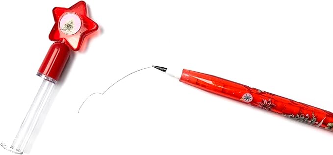 TINYMILLS Christmas Pop Pencils, 24 Pack Holiday Mechanical Pencils with Star Toppers, Red and Green Colors, Party Favors, Stocking Stuffers, School Rewards