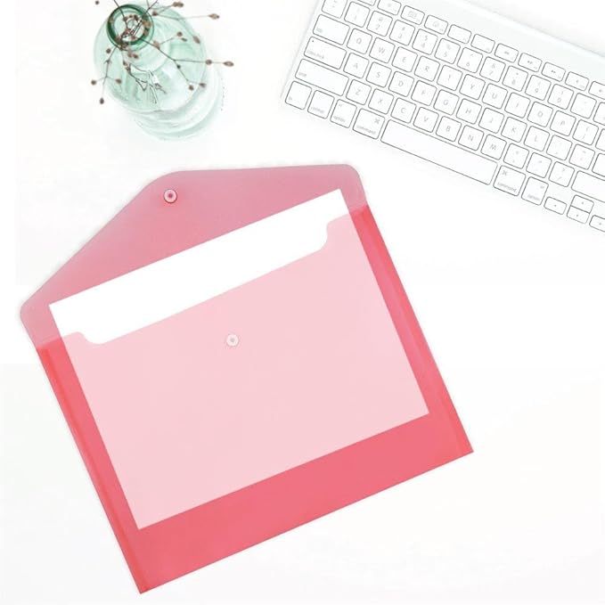 JAM PAPER Plastic Envelopes with Snap Closure - Letter Booklet - 9 3/4 x 13 - Red - 3/Pack