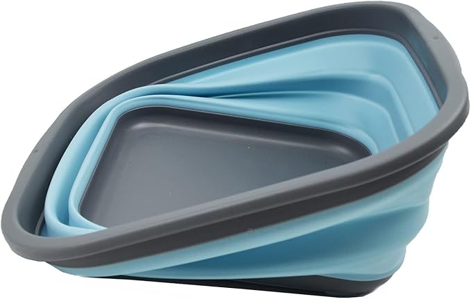 SAMMART 5.5L (1.4 Gallons) Collapsible Tub - Foldable Dish Tub - Portable Washing Basin - Space Saving Plastic Washtub (Grey/Sea Angel)