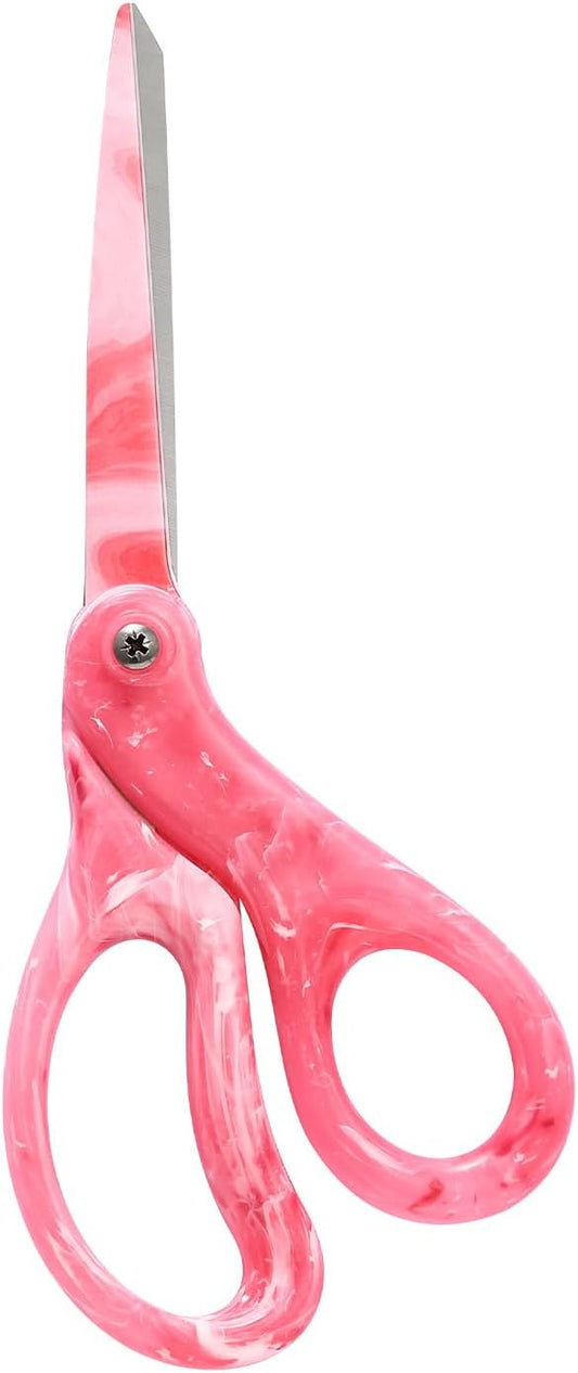 LIVINGO All Purpose Scissors - 8” Sharp Heavy Duty Fabric and Paper Shears with Gradient Pink Color Coating Stainless Steel Blade and Comfort Smooth Grip for Office Home Arts, Crafts