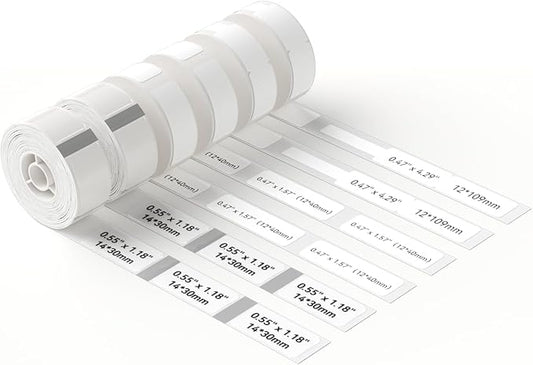NIIMBOT D11/D110 Compatible Label Paper, 6-Roll White 0.47" x 1.57" Thermal Label Maker Tape, All-Purpose Adhesive Labels