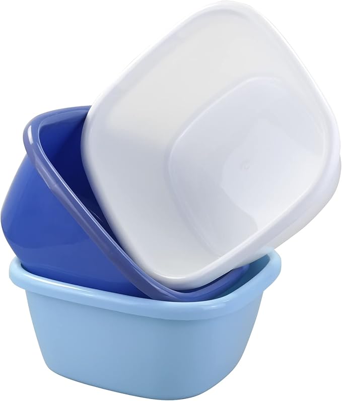 16 Quart Plastic Wash Basin, Large Dish Pan Tub, Pack of 3