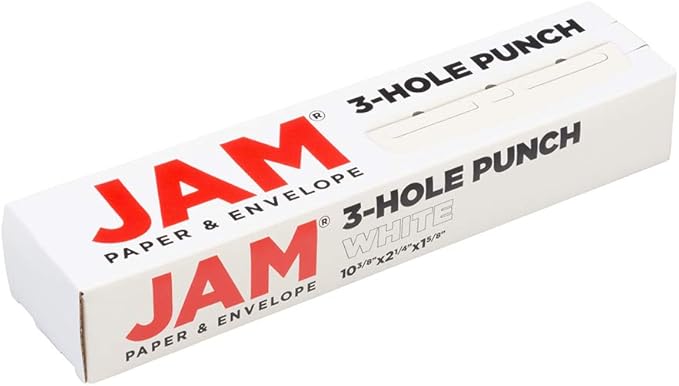 JAM PAPER Metal 3 Hole Punch - White - 10 Sheet Capacity - Hole Puncher Sold Individually