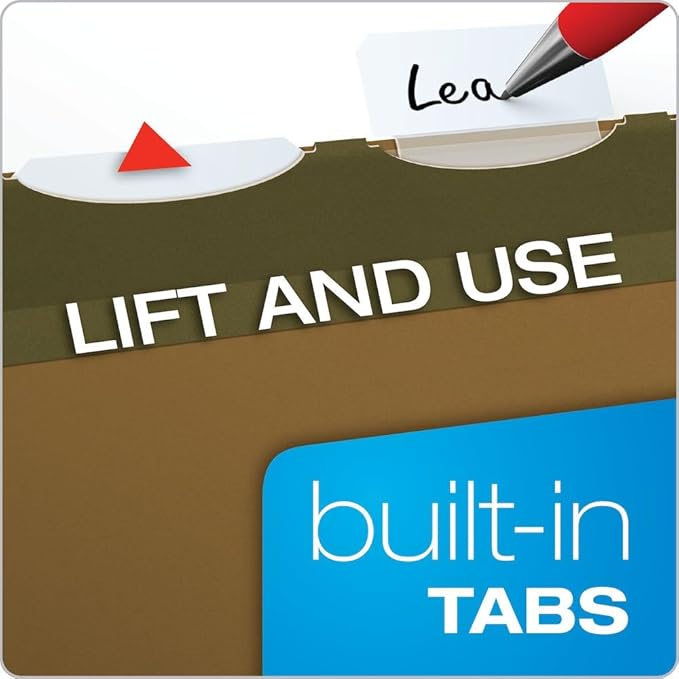 Pendaflex Ready-Tab Reinforced Hanging File Folders, Legal Size, Standard Green, 6 Tab, 25/BX (42591)