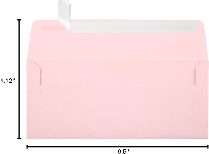 LUXPaper #10 Business Envelopes | Peel & Press | 4 1/8" x 9 1/2" | Candy Pink | 80lb. Text | 500 Qty