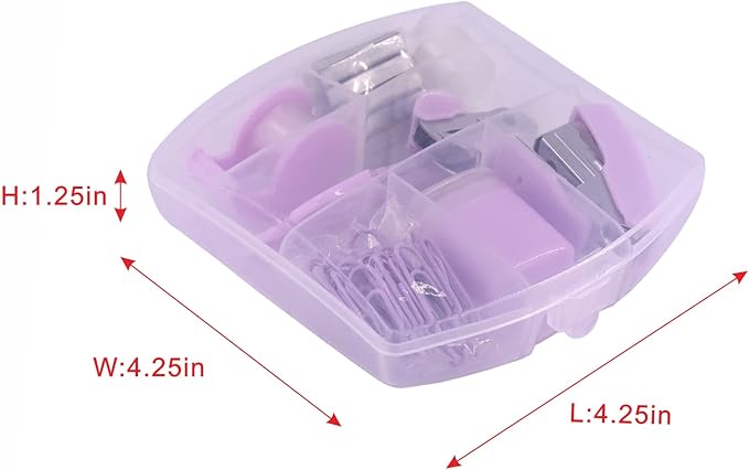 Mini Office Supply Kits – Includes Mini Stapler,Scissors, Staple Remover, Staples, Tape Dispenser (Purple)