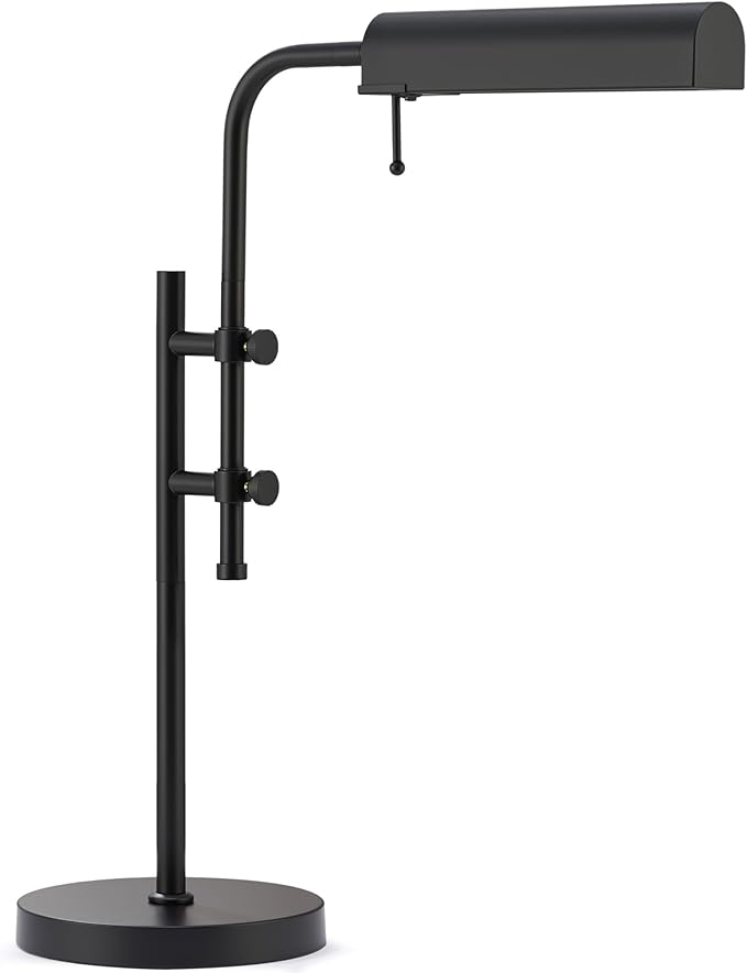VONLUCE Rustic Desk Lamp, Adjustable Industrial Style Metal Table Lamp, 3 Color Temperatures LED Reading Lamp for Living Room Bedroom Office, Black