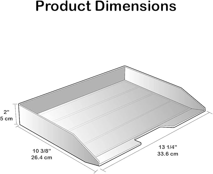 Acrimet Stackable Letter Tray Single Side Load, Plastic, Desktop File Organizer (Black Color) (1 Unit)