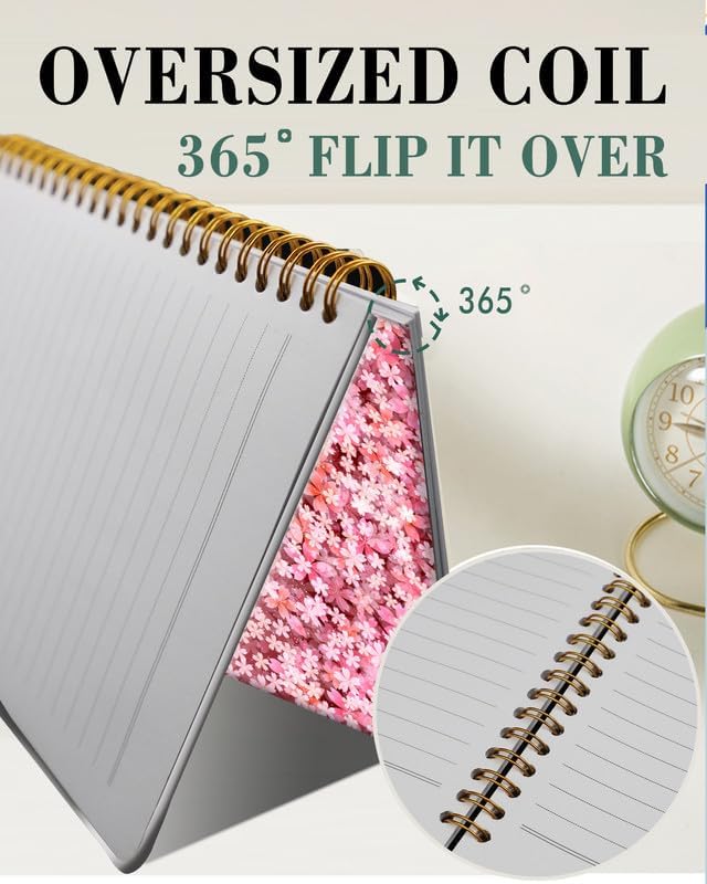 Spiral Journal Notebook,A5 Hardcover Lined Journals for Women Girl 6 x 8.3 in,120 Pages Thick Paper,Cute College Ruled Writing Notebook for Gifts Office Work School(Pink Cherry blossom)