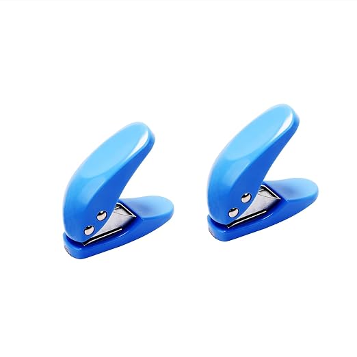 Mini Hole Punch, 10 Sheet Punch Capacity, Single Ring Cute Handheld Hole Punch (2 Blue)