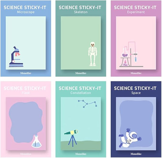 Monolike Science Sticky-it - 6p Set Self-Adhesive Memo Pad 50 Sheets