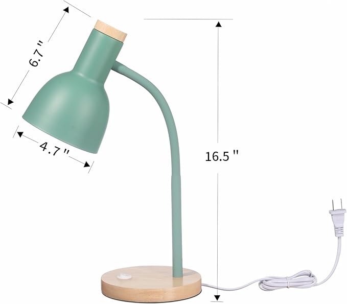 Table Lamp,Wooden Adjustable Desk Lamp,Dorm Lamp&Bedside Lamp for Living Room, Bedroom, Kids Room (Green)