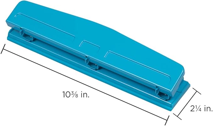JAM PAPER Metal 3 Hole Punch - Blue - 10 Sheet Capacity - Hole Puncher Sold Individually
