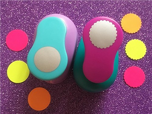 Fascola 2.5cm(1 inch) Circle and Wave Circle Shape Hole Punch Set Puncher Crafts Scrapbooking Round DIY Paper Cutter Punches