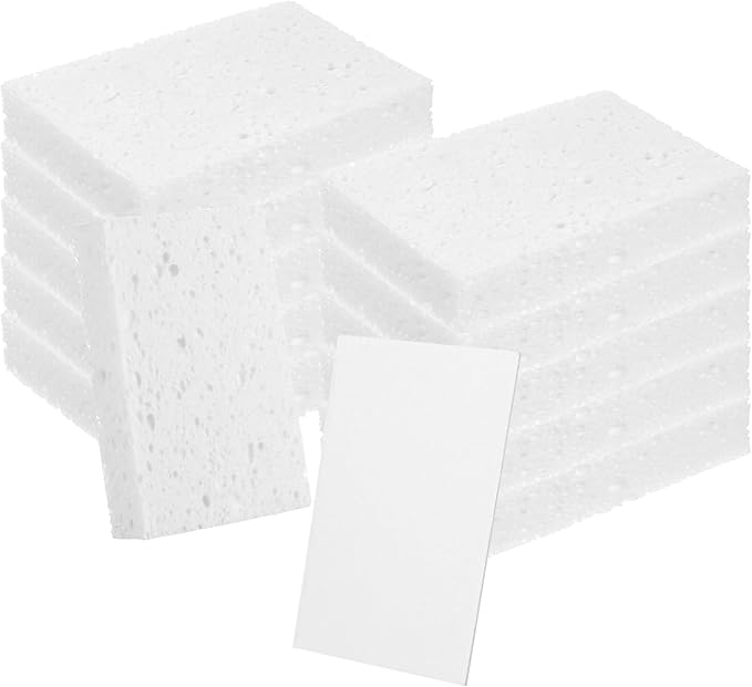 12 Pcs White Dishwashing Sponges, Super Water Absorption Reusable Natural Cellulose Sponges Cleaning Scrub Sponge for Washing Dishes DIY Craft No Damage to Tableware or Pots