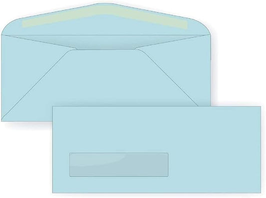 Limited Papers (TM) Regular Mailing And Business Envelopes, Left Hand Window, No. 10 (4.8 x 9.5 Inch), Gummed seal, 24 Pound, Variety of Colors And Quantities. (Blue, 1000)