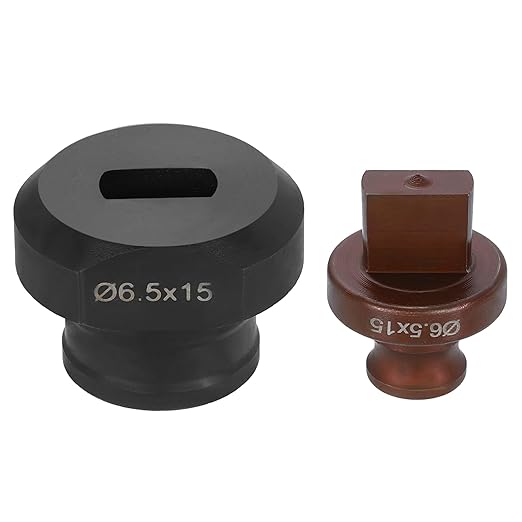 HARFINGTON Hydraulic Hole Punch Die 6.5x15mm Slotted Hole 40Cr Steel Electric Punching Kit for MHP-20 JP-20 Electric Punching Machine, Burgundy & Black