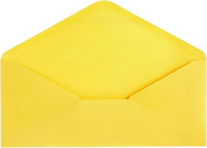 Business Envelopes - 200 Pack 10 Yellow Envelopes, Gummed Seal, 9.5 x 4.13 in - Colored Mailers for Invitations & Business Mailing - Bulk Stationery for Checks & Greeting Cards