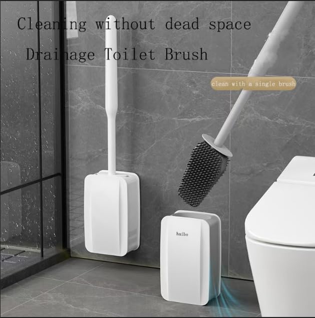 Removable Toilet Brush Set, Soft and Medium Bristles for Cleaning Hygienic Corners, Comes with Suction Cup Seamless Hooks, Black