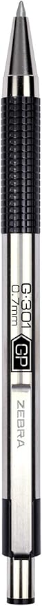 Zebra Pen G-301 Retractable Gel Pen, 0.7mm Medium Point, Stainless Steel Barrel, Ideal for Office Supplies, School Supplies & Teacher Supplies, Black Ink, 2-Pack (41312)