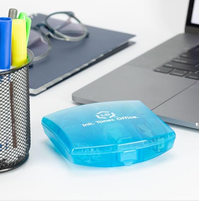 LD Products Blue Mini Office Supply Kit Portable Case with Scissors, Paper Clips, Tape Dispenser Set, Pencil Sharpener, Mini Stapler with Staples and Staple Remover